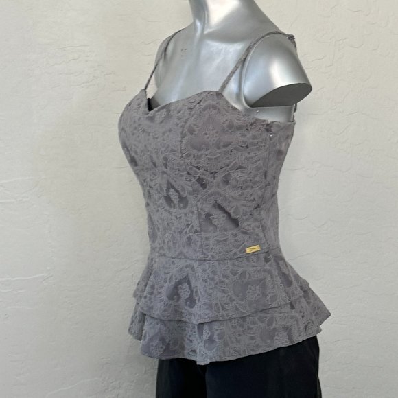 NWT Guess Gray Embroidered Bustier Top - Picture 3 of 10